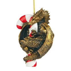 4" Gold And Red Dragon With A Sweet Tooth Ornament -Optimal Christmas Shop dtosc cl5801 3 89033.1667564504