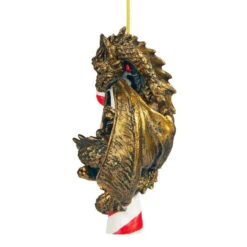 4" Gold And Red Dragon With A Sweet Tooth Ornament -Optimal Christmas Shop dtosc cl5801 4 44335.1667564504