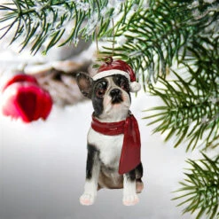 3.5" Boston Terrier Dog Christmas Ornament 6 3.5" Boston Terrier Dog Christmas Ornament -Optimal Christmas Shop dtosc jh576302 2 68041.1667615231