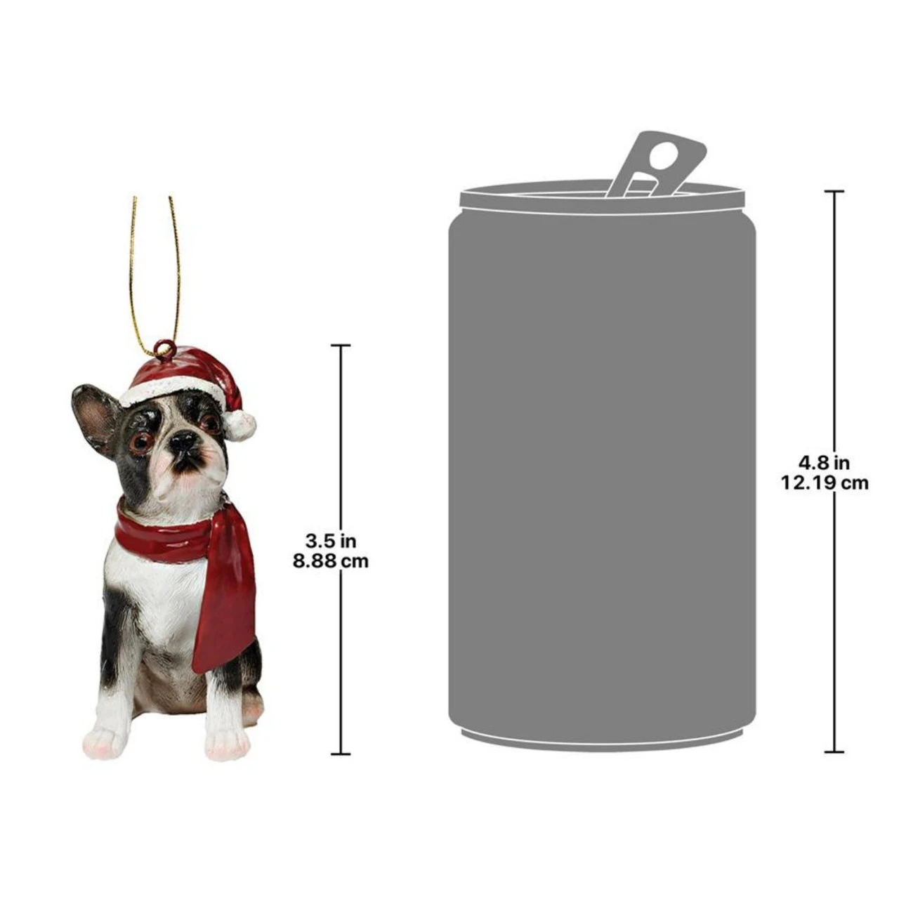 3.5" Boston Terrier Dog Christmas Ornament 5 3.5" Boston Terrier Dog Christmas Ornament - Image 3