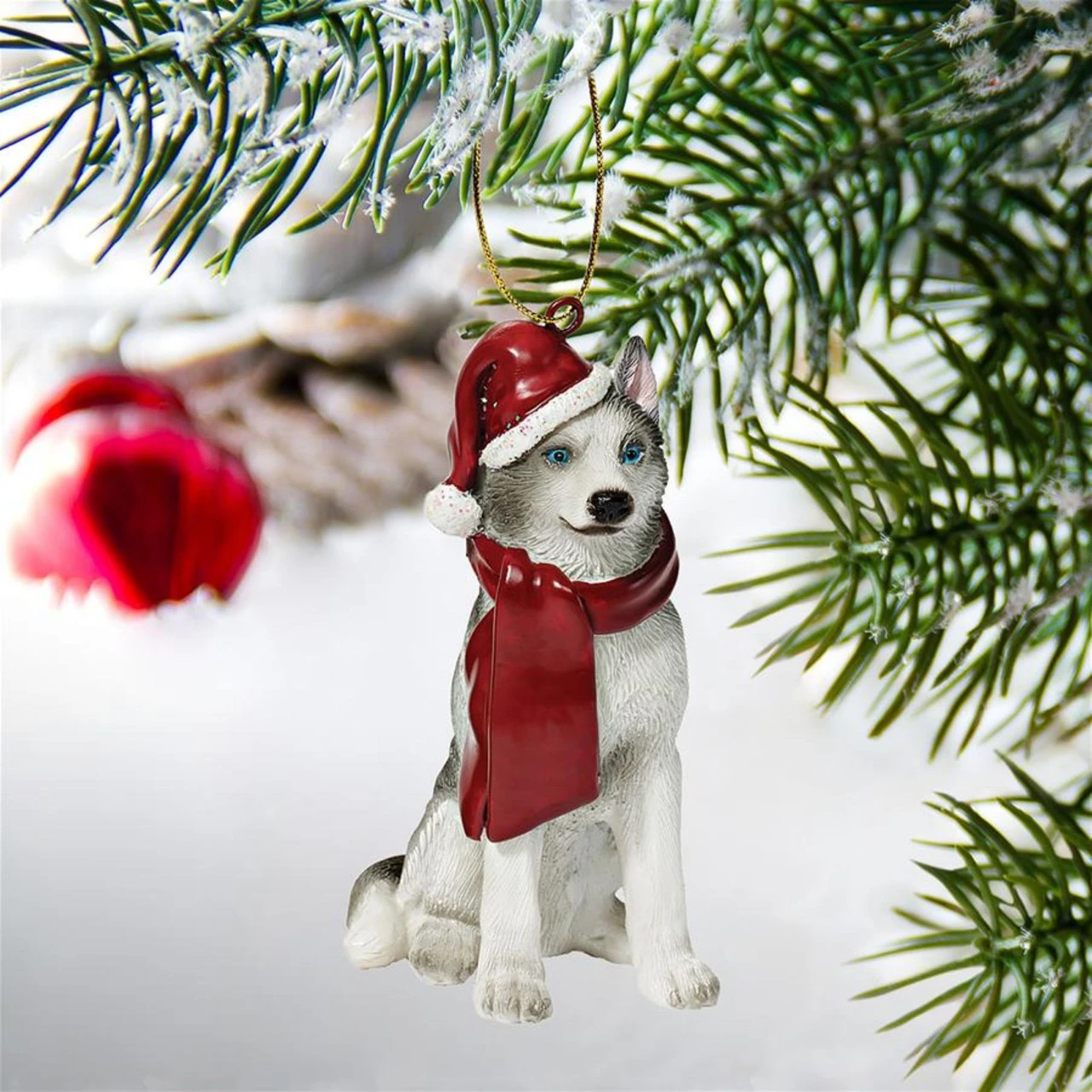3.5" Siberian Husky Dog Christmas Ornament 4 3.5" Siberian Husky Dog Christmas Ornament - Image 2