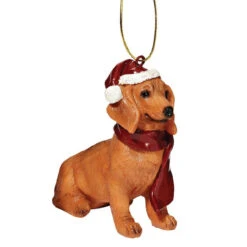 3.5" Sitting Dog Hand Painted Holiday Ornament