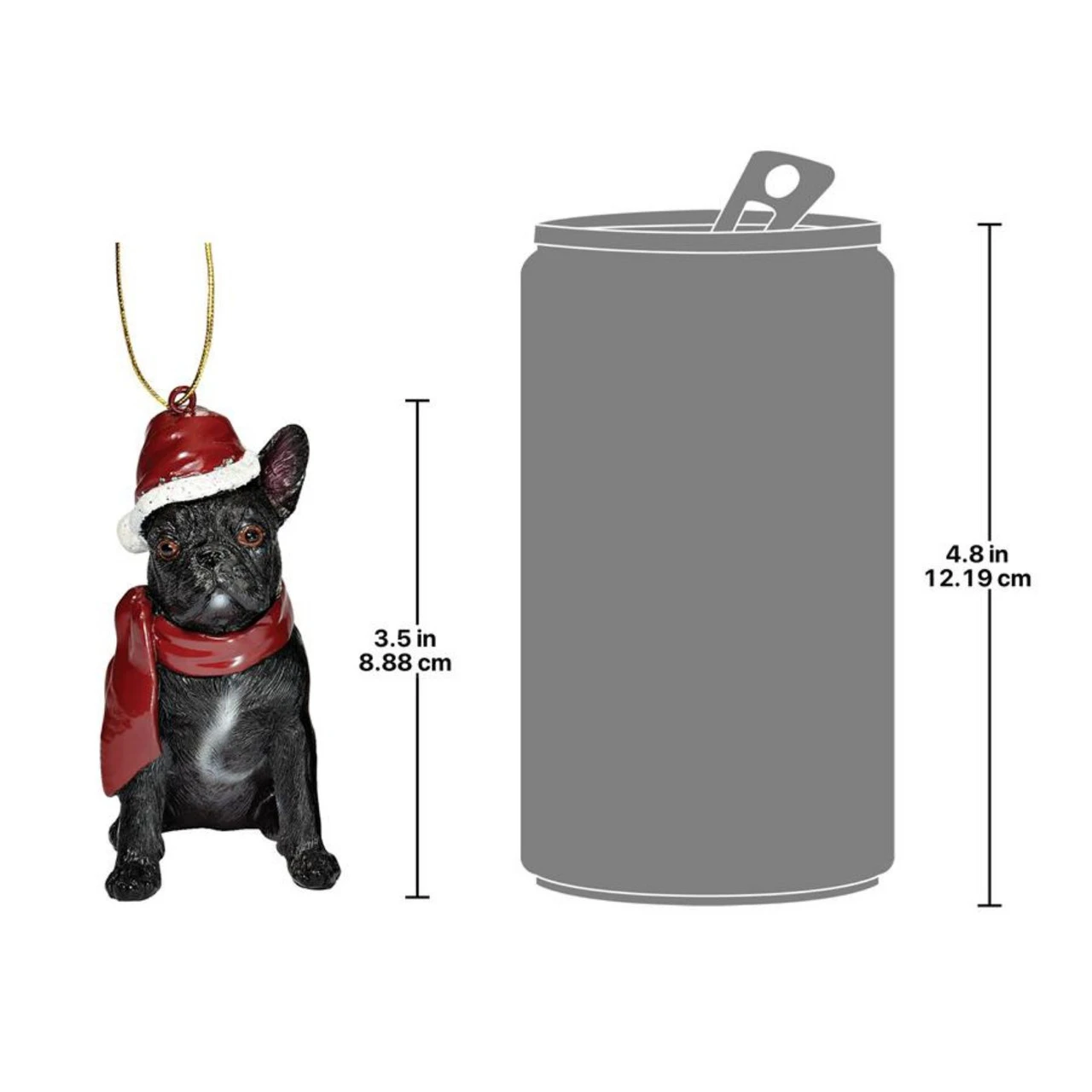 3.5" Black French Bulldog Dog Christmas Ornament 5 3.5" Black French Bulldog Dog Christmas Ornament - Image 3