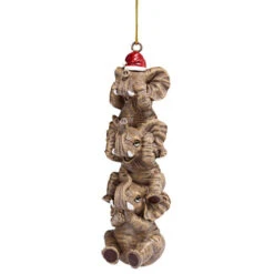 5" Brown And Red Elephant Hanging Christmas Ornament -Optimal Christmas Shop dtosc qs94879 3 91429.1667575219
