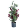 2' Potted Pinecone Artificial Christmas Holly With Berries - Unlit
