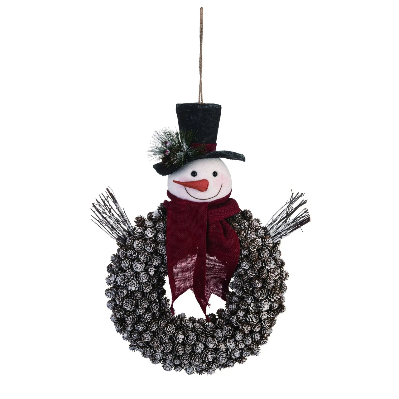 23.5" Red And Black Foam Christmas Snowman With Scarf Wreath 3 23.5" Red And Black Foam Christmas Snowman With Scarf Wreath