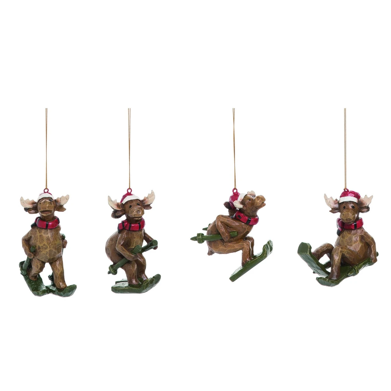 4ct Red And Brown Skiing Moose Christmas Hanging Ornaments 4" 3 4ct Red And Brown Skiing Moose Christmas Hanging Ornaments 4"
