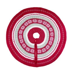 40" Red And White Christmas Nordic Tree Skirt