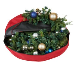 30" Red Unique Christmas Wreath Storage Bag With Direct Suspend -Optimal Christmas Shop dvlc sb 10154 rs 3 35334.1686180048