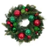 Pre-Lit Red And Green Artificial Christmas Cheer Wreath, 24-Inch, Clear LED Lights -Optimal Christmas Shop dvlc20v 20707 lt 1 29438.1667385750