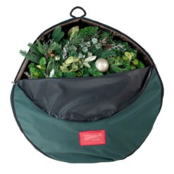 48" Green Unique Christmas Wreath Storage Bag With Removable Handle -Optimal Christmas Shop dvlc tk 10113 rs 003 96139.1686180063