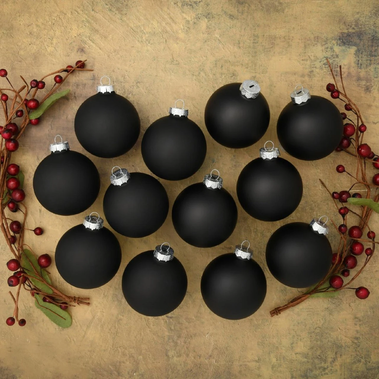 12ct Black Matte Glass Christmas Ball Ornaments 2.75" (70mm) 4 12ct Black Matte Glass Christmas Ball Ornaments 2.75" (70mm) - Image 2