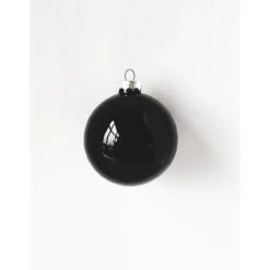 12ct Black Shiny Glass Christmas Ball Ornaments 2.75" (70mm)
