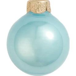 6ct Pearl Baby Blue Glass Ball Christmas Ornaments 4" (100mm) -Optimal Christmas Shop dwhi 27555 02 18004.1667684648