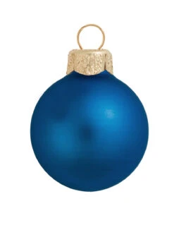 6ct Matte Cobalt Blue Glass Ball Christmas Ornaments 4" (100mm)