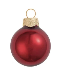 28ct Burgundy Red Pearl Glass Christmas Ball Ornaments 2" (50mm)