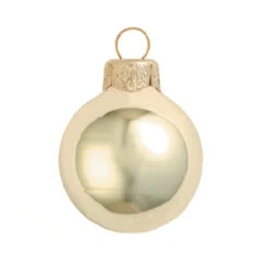 28ct Champagne Gold Shiny Finish Glass Christmas Ball Ornaments 2" (50mm)