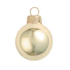 6ct Shiny Champagne Gold Glass Ball Christmas Ornaments 4" (100mm)