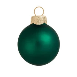 28ct Matte Emerald Green Glass Ball Christmas Ornaments 2" (50mm)