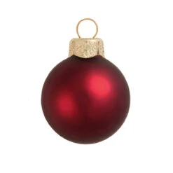40ct Henna Red Glass Matte Christmas Ball Ornaments 1.5" (40mm)