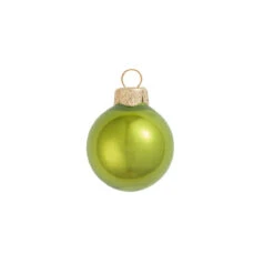 12ct Green Kiwi Pearl Glass Christmas Ball Ornaments 2.75" (70mm)