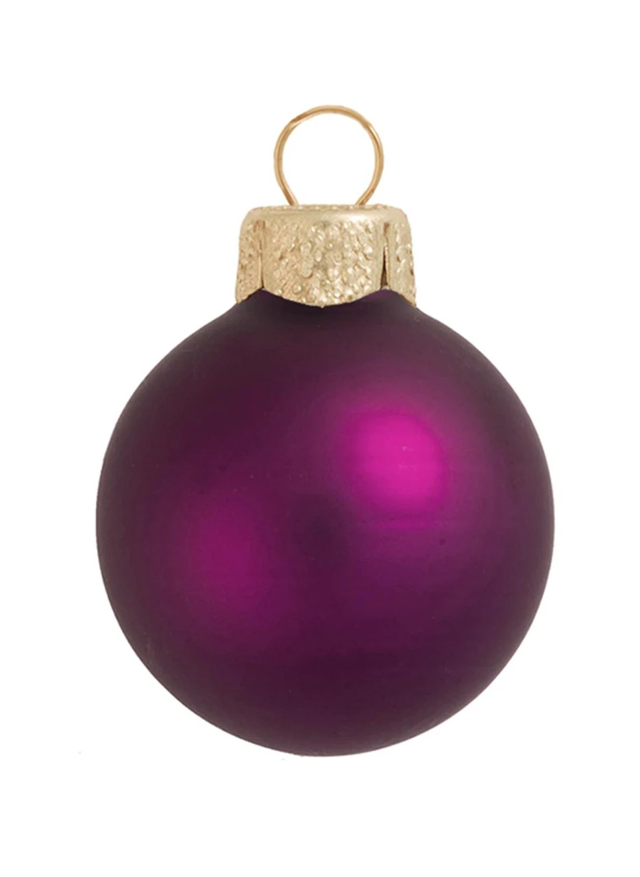 6ct Plum Purple Contemporary Matte Glass Christmas Ball Ornaments 4" (100mm) 3 6ct Plum Purple Contemporary Matte Glass Christmas Ball Ornaments 4" (100mm)