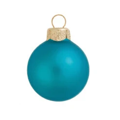 2ct Turquoise Blue Matte Glass Christmas Ball Ornaments 6" (150mm)