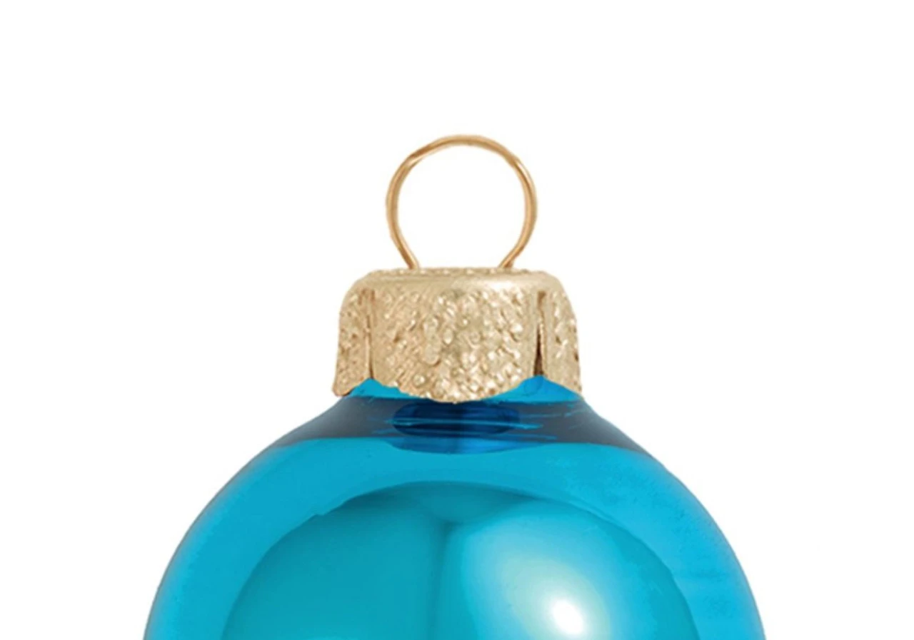 8ct Shiny Turquoise Blue Glass Christmas Ball Ornaments 3.25" (80mm) 4 8ct Shiny Turquoise Blue Glass Christmas Ball Ornaments 3.25" (80mm) - Image 2
