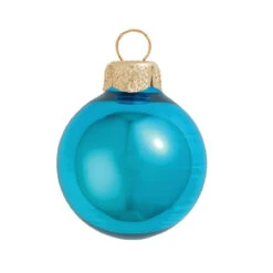 2ct Turquoise Blue Shiny Glass Christmas Ball Ornaments 6" (150mm)