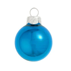 Shiny Wedgewood Blue Glass Ball Christmas Ornament 7" (180mm)