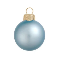 12ct Sky Blue Matte Glass Christmas Ball Ornaments 2.75" (70mm)