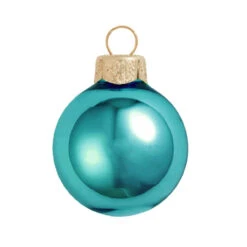 6ct Turquoise Green Shiny Christmas Ball Ornaments 4" (100mm)