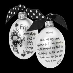 "Friendship Is One Of Life's Blessings" Marci Glass Christmas Ball Ornament 2.75" (70mm) -Optimal Christmas Shop dwhi 40053 96010.1687382037