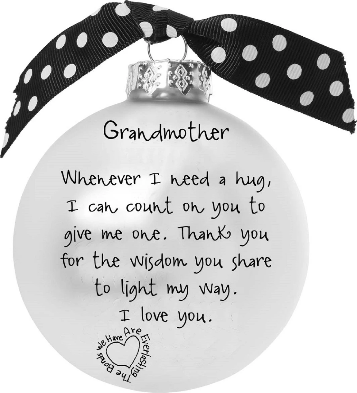 4" Black And White Christmas Ball Ornament With Grandmother's Love Print 4 4" Black And White Christmas Ball Ornament With Grandmother's Love Print - Image 2
