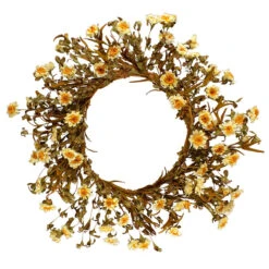 Green And Brown Daisy Spring Floral Wreath, 10-Inch