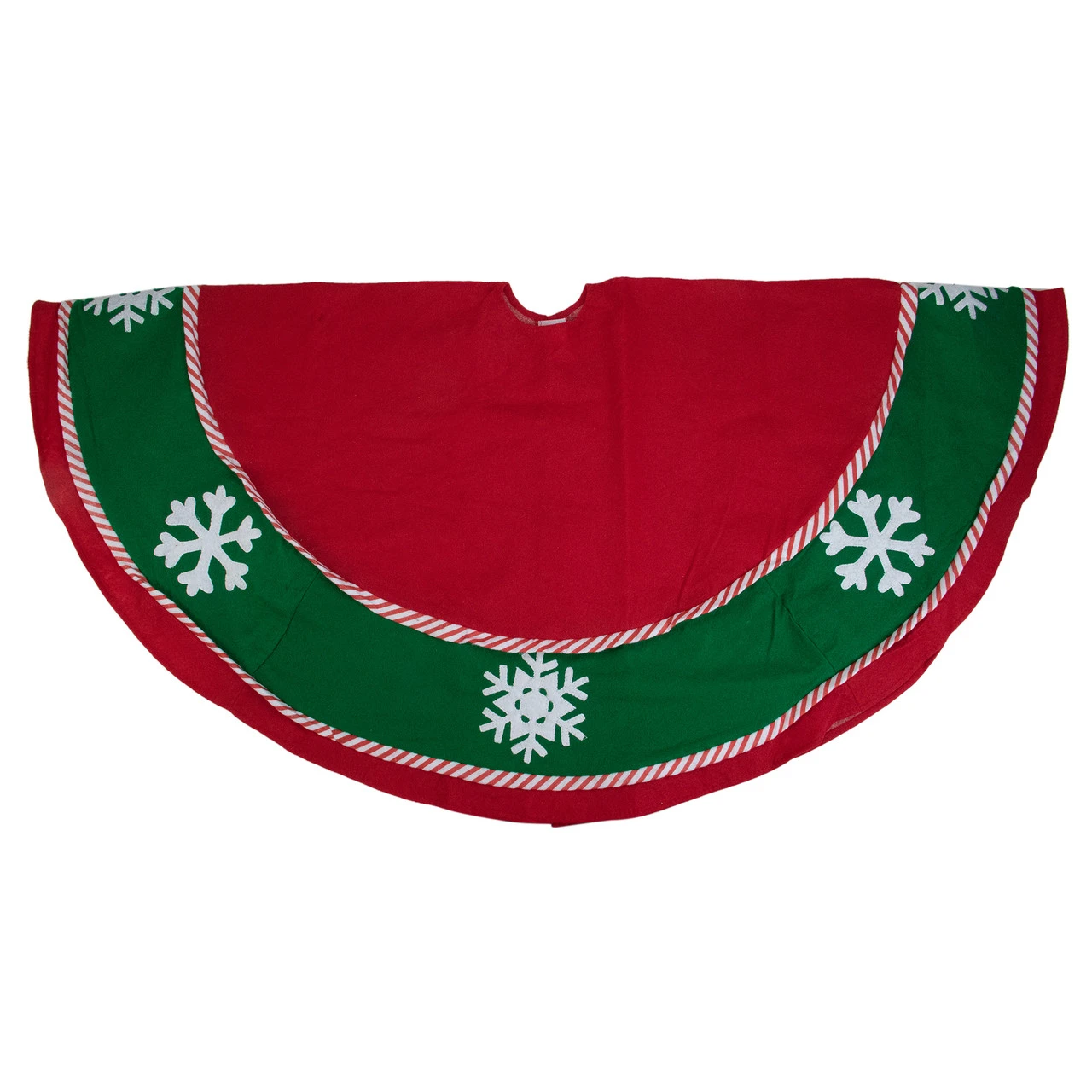 48" Red And Green Snowflakes Christmas Tree Skirt 4 48" Red And Green Snowflakes Christmas Tree Skirt - Image 2