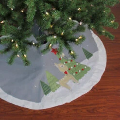 48" Gray And White Deer With Owl Christmas Tree Skirt -Optimal Christmas Shop dyno 2487223 1 2 11246.1667536103
