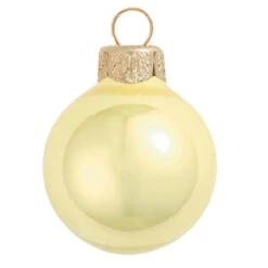 6ct Laguna Yellow Pearl Glass Christmas Ball Ornaments 4" (100mm)