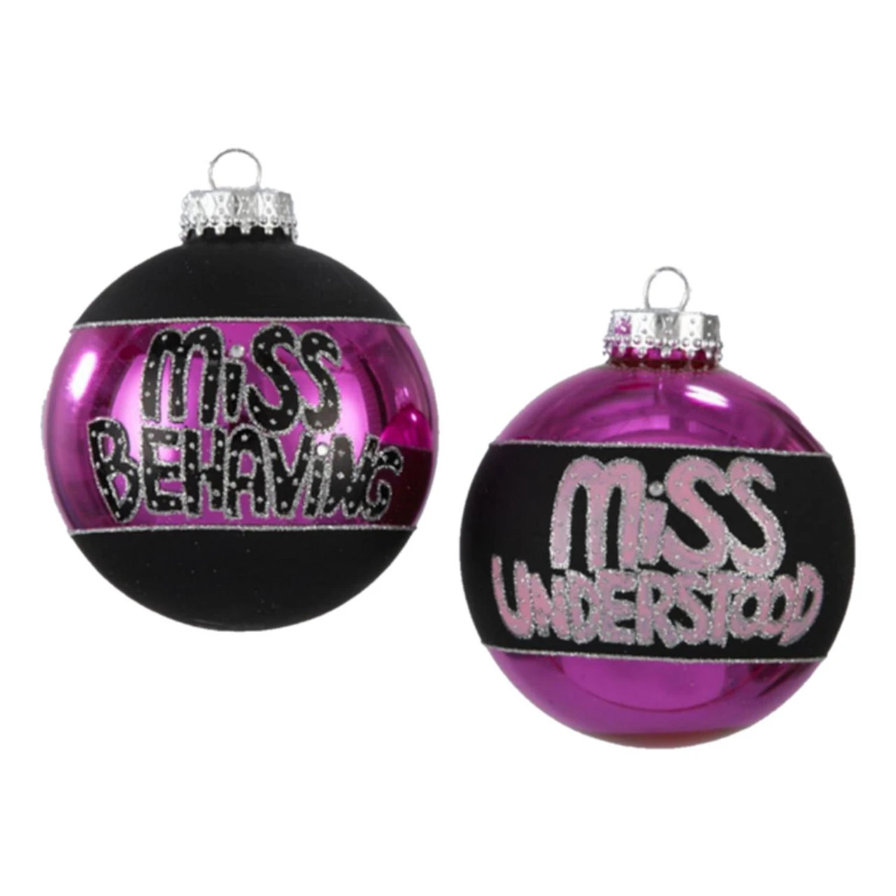 4ct Purple And Black Shiny Glass Christmas Ball Ornaments 3.25" (80mm) 3 4ct Purple And Black Shiny Glass Christmas Ball Ornaments 3.25" (80mm)