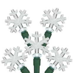 20-Count White LED Snowflake Christmas Light Set - 6 Ft Green Wire