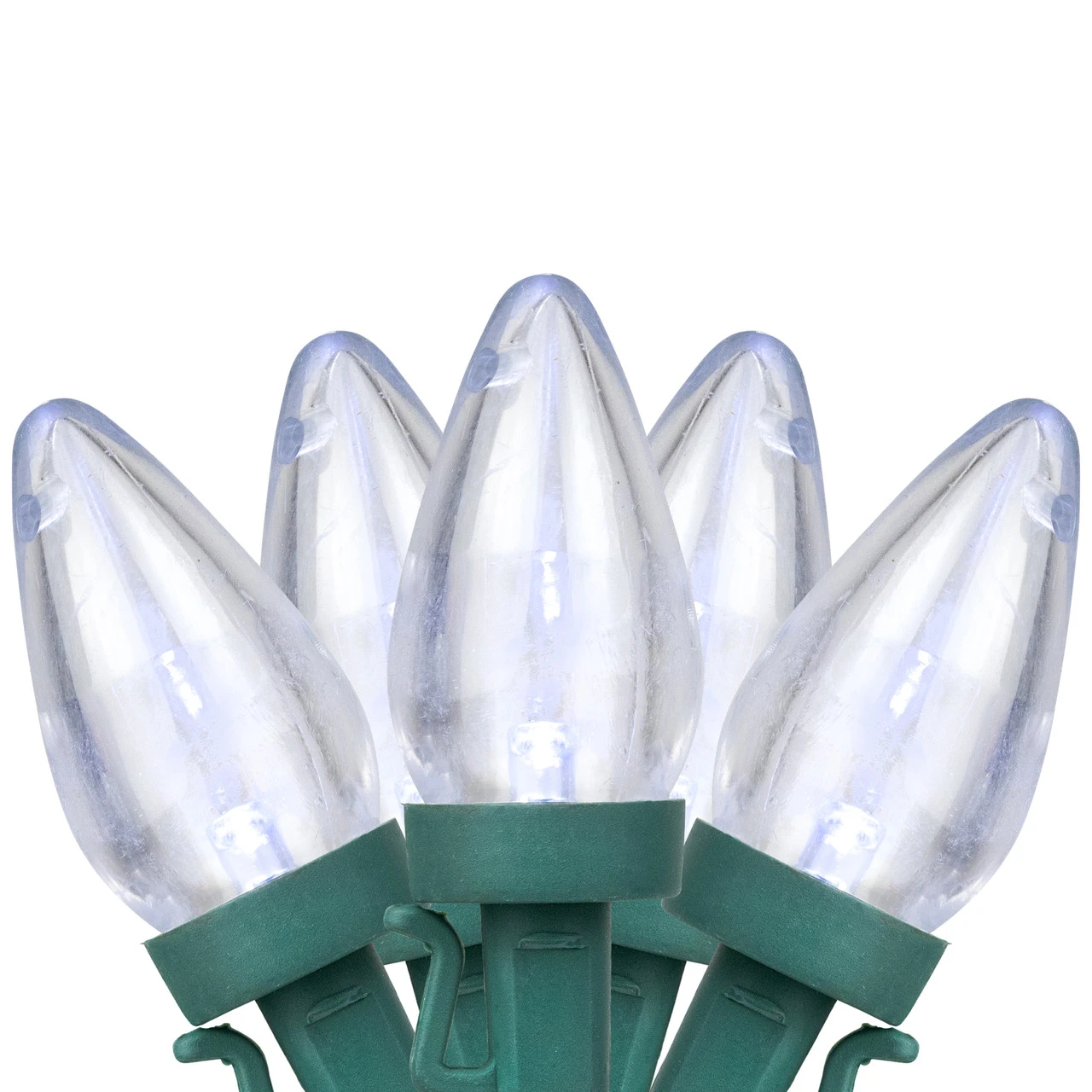 25ct Pure White LED C7 Christmas Light Set - 16ft Green Wire 3 25ct Pure White LED C7 Christmas Light Set - 16ft Green Wire