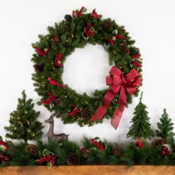 36" Pre-Lit Canadian Pine Artificial Christmas Wreath, Clear Lights -Optimal Christmas Shop f7zd9evftys5jhfngabvqta4msqq1ju3 40138.1667659739
