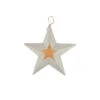 11.5" Pre-Lit Battery Operated Warm Clear LED Country Rustic White Wooden Star Christmas Decoration