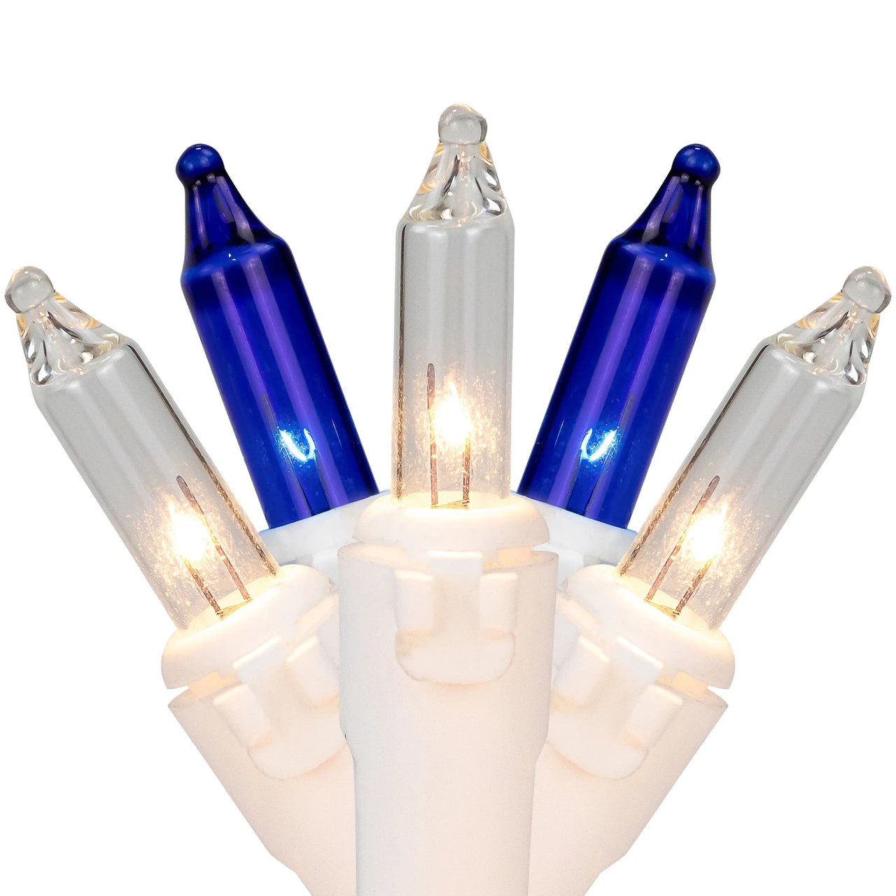 100-Count Blue & Clear Mini Christmas Lights - 21.5ft, White Wire 3 100-Count Blue & Clear Mini Christmas Lights - 21.5ft, White Wire