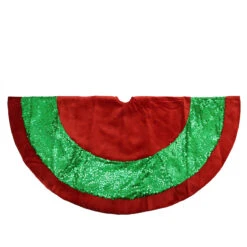 48" Red And Green Holographic Sequined Christmas Tree Skirt