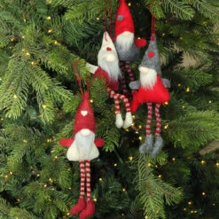 Set Of 4 Red And Gray Plush Gnome Christmas Ornaments 9" -Optimal Christmas Shop fuckkvfadrhi60xtkrlffudp1fulfrbd 55953.1679692523