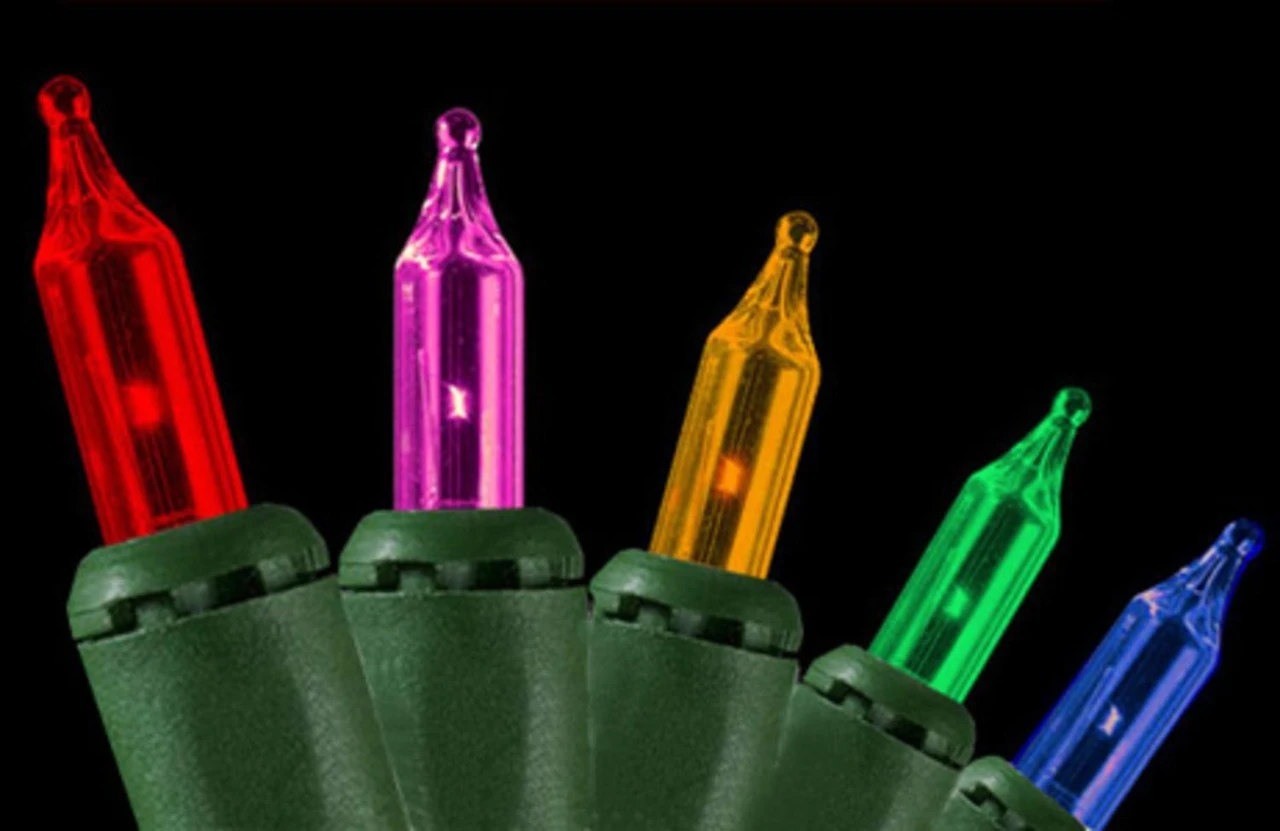 50-Count Pink And Yellow Mini Christmas Light Set, 9.15ft Green Wire 3 50-Count Pink And Yellow Mini Christmas Light Set, 9.15ft Green Wire