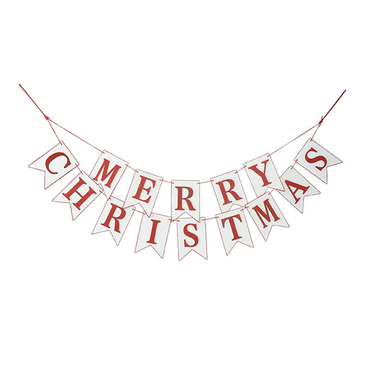 4' White And Red Merry Christmas Wood Banner Garland - Unlit 3 4' White And Red Merry Christmas Wood Banner Garland - Unlit