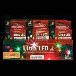 24 Battery Operated Multi-colored LED Christmas Lights - 7 Ft Green Wire