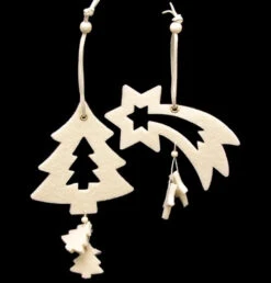 Club Pack Of 18 Ivory White Tree And Shooting Star Felt Ornaments